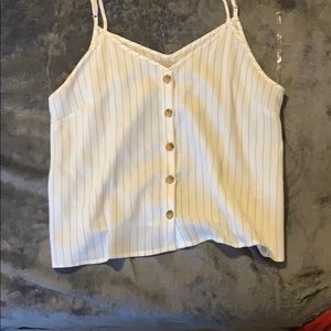 A cute cream white stripped bottom down tank top